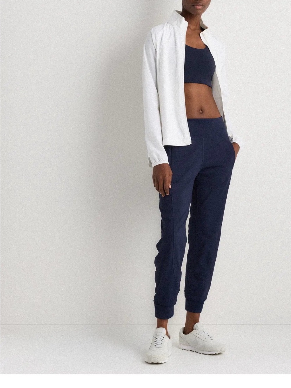 Quince Navy High-Rise Jogger Pants